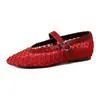 Zapatos Planos de Malla Nuevos y Elegantes Transfronterizos 2026 Zapatos Mary Jane Calados de Malla con Correa Única Zapatos de Ballet para Mujer