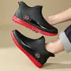 Novas Galochas Masculinas Curtas para Tornozelo Sapatos de Água Sapatos de Borracha Antiderrapantes Sapatos de Pesca com Plus Veludo Sapato Impermeável para Trabalho na Cozinha Adulto Estudante Coberturas de Sapato