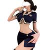 Lencería Seductora Femenina Uniforme de Policía Caliente Juego de Rol Azafata Seductora Traje de Noche para Club Azul Marino 1186