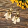 Pendientes Étnicos Vintage Transfronterizos, Pendientes de Alta Gama Incrustados de Diamantes, Pendientes de Borla Bohemianos para Viaje, Joyería Exquisita