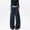 Pantalones casuales de estilo retro americano con dobladillo curvo, pantalones deportivos de chándal grises de pierna ancha de moda, pantalones casuales rectos holgados vintage