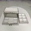 Caja de Almacenamiento de Joyería de Acrílico Transparente Gris Tipo Cajón a Prueba de Polvo para Anillos, Pendientes, Collares, Pulseras - Caja Multifuncional de Terciopelo