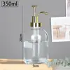 Botella de Vidrio para Gel Antibacterial al por Mayor Transparente Botella con Dispensador de Champú 300ml Tipo Pulsador con Patrón Botella Vacía de Gran Capacidad