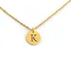 Collar con Colgante de Alfabeto de Acero Inoxidable 26 Letras, Cadena para Clavícula, Pieza Redonda Chapada al Vacío en Oro de 18 Quilates, Colgante de Acero de Titanio de Moda, Superventas Transfronterizo