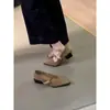 Sapatos Femininos de Salto Grosso e Uma Tira com Fivela de Metal Estilo Francês, Sapatos de Bico Fino Mary Jane para o Dia a Dia
