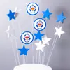 Decoración de Pastel de Cumpleaños para el Día del Niño Accesorios para Insertar Máquina Azul Gordita Gato Ding Dang Tarjeta para Hornear