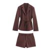 Aliexpress Roupa Europeia e Americana Transfronteiriça Moda Nova Primavera 2025 Versátil Elegante Blazer de Terno Risca Shorts