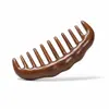 Peine Masajeador de Sándalo Dorado, Peine Masajeador de Dientes Anchos en Forma de Media Luna Ondulada, Peine Alisador para Cabello Rizado de Mujer, Masaje de Meridianos del Cuero Cabelludo