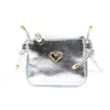 Accesorios Metálicos en Forma de Corazón Hombres Mujeres Niños Bolso de Hombro Único Pequeño Mini Color Sólido Bolso Cruzado para Bebé Nuevo Billetera para Niños