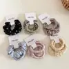 Anillo de Intestino de Perla Plisado de Satén Estilo Coreano Goma para el Cabello Coleta Girly Goma para el Cabello Elegante de Alta Clase Moño Recogido Goma para el Cabello