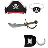 Conjunto de Acessórios para Fantasia de Pirata para Festa de Halloween Inclui Faixa de Cabelo, Chapéu, Máscara de Olho e Gancho Adereços para Fantasiar