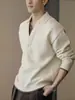 Suéter de Punto Cálido para Hombre, Estilo Old Money, Nuevo Rico, Marrón, Falso Dos Piezas, Cuello en V Doble, Moda Perezosa de Otoño e Invierno