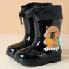 Novas Galochas Infantis Cartoon Capivara Tendência, Botas Fofas Impermeáveis e Antiderrapantes para Meninos e Meninas, Adequadas para Todas as Estações