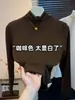 Camiseta de Base Nova de Gola Alta Outono 2026 para Mulheres Moda de Alto Padrão Redutora de Idade Emagrecedora Manga Longa Camiseta de Base