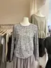Nova coleção de outono de Dongdaemun, Coreia: Camiseta longa de manga comprida, estilo coreano, suave, com babados e estampa floral para mulheres, perfeita para usar em camadas como base ou como peça principal.