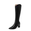 Botas vaqueras de mujer estilo europeo y americano con punta y tacón medio, botas altas de otoño e invierno, talla grande 09-28