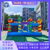 Castillo Inflable Trampolín de Múltiples Niveles para Niños, Pilares de Contraste en Color Caramelo, Zona Escénica de Castillo Inflable, Juego de Expansión para Padres e Hijos