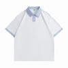 Camiseta tipo polo de manga corta con hombros caídos, 100% algodón, bloques de color, cuello contrastante, top, ropa de trabajo, camisa publicitaria con logo, moderna