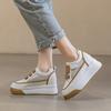 Zapatos Blancos para Mujer 2025 Primavera y Verano Nuevo Estilo Altura Interior con Velcro Cuero Genuino Malla Transpirable Zapatos de Mujer de Suela Gruesa Zapatos Casuales