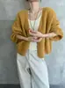 Cardigan Suéter de Tricô Solto Macio e Preguiçoso Estilo Coreano 2025 para Mulheres Outono e Inverno Jaqueta Elegante Casual Petite Versátil