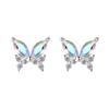 Nuevos pendientes de mariposa de plata esterlina S925 para mujer, con un dulce color fantasma, frescos, delicados y coloridos, con circonitas de alta calidad.