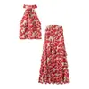 Ropa europea y americana transfronteriza para mujer ZA AliExpress de venta caliente nuevo conjunto de dos piezas de moda con estampado estilo europeo y americano y falda de tarta