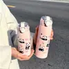 Serie de dibujos animados lindos de moda simple para niños adultos Resistente a caídas resistente al calor oso lindo taza de vacío con pajita transparente panda