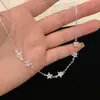 Collar de Pentagrama de Zirconia Cadena Trendy para Clavícula Pulsera de Estilo Minimalista Simple Accesorio Geométrico para el Cuello Diseño de Nicho para Mujeres