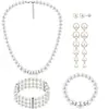 Transfronterizo Nuevo Europeo y Americano Novia Nicho Imitación Perlas Cuentas Dora Pulsera Collar Aretes Aretes Juego de Cinco Piezas para Mujer