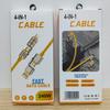 Cable de carga trenzado de tres en uno, medio transparente luminoso, caja de color, cable de datos mecha dos en dos, cuatro en uno, empaque