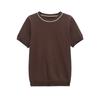 Exportación Transfronteriza Ropa de Mujer Primavera y Verano 2025 Estilo Europeo y Americano Cuello Redondo Manga Corta Camiseta de Punto Tops para Mujer G866590