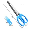 Tijeras de Cocina de Acero Inoxidable de Cinco Capas con Mango Curvo para Cortar Cebolletas, Especias, Algas Marinas y Desmenuzar Alimentos; Tijeras Papeleras para Triturar con Cepillo