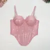 Camisola Sexy de Encaje Transfronteriza Ropa Exterior Moldeadora Push-Up Tubo de Ballena de Pescado Estilo Nuevo Sujetador de Ballena de Pescado con Pedrería