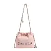 Bolso Cubo de Cadena Estilo Tweed para Mujer 2024 Verano Nuevo Bolso de Mujer Textura Estilo Extranjero Bolso de Hombro Único Cruzado Bolso de Comercio Exterior