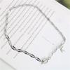 Tendência europeia e americana linha quadrada costura de diamante em forma de O colar de aço titânio design de moda individual vento frio corrente de pescoço de metal