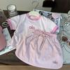 Traje de Verano para Niñas Xingyuan para Niños Nuevo Estilo para Niños Bebé Top de Cuello Polo Bordado Falda Corta Conjunto de Dos Piezas