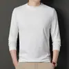 Camiseta de Manga Larga Estilo Nuevo 2024 para Hombres de Mediana Edad, Color Sólido, Tacto de Alta Gama, Sudadera de Cuello Alto Medio de Terciopelo Alemán para Hombres, Camiseta de Otoño para Hombre