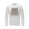 Camiseta de manga larga para hombre de primavera y otoño, delgada, de marca, cuello redondo, modal, camiseta interior, pedrería caliente, cabeza de tigre pesada