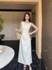 Vestido Ls Minimalista Elegante Ajustado para Mujer, Nuevo Estilo de Verano que Ceñe la Cintura Adelgazante Vestido Largo 60989