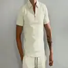 Camisa polo deportiva de verano para hombre transfronteriza secado rápido transpirable cuello camisero decoración con cremallera color liso casual manga corta