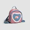 Mini Mochila Retro de Cuadros Rojos y Blancos | Bolso Mini Femenino de Mezclilla, Corazón y Encaje | Mochila Pequeña Estilo Japonés Bordada con Cerezas Dulces | Bolso de Viaje Lindo y Casual Estilo Preppy