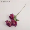 Nueva Flor Rosa Plegada de Simulación Tallo Único Borde Girado Arte Floral Decoración de Hotel Boda Escenario Arreglo de Salón de Bodas Ramo