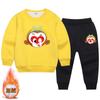 Traje de suéter de terciopelo de invierno para niños 2023, nuevo y atractivo, ropa de calle informal gruesa y frita para bebés y niños de otoño e invierno