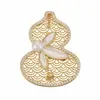 Nuevo Estilo Popular Broche de Perla con Forma de Calabaza con Incrustaciones Doradas y Nácar Blanco, Broche Simple Versátil y de Moda