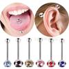 Europa y Estados Unidos superventas acero inoxidable clavo de lengua de diamante anillo de lengua clavo de hueso de oreja anillo de pecho personalidad joyería de perforación corporal ventas directas de fábrica