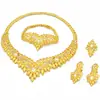 Joyería de Dubái chapada en oro de 24k traje de joyería nupcial collar pendientes Oriente Medio Dubái oro joyería de boda juego de cuatro piezas