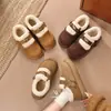 Zapatos Birkenstock de Suela Gruesa con Forro de Felpa que Cubren el Talón para Mujer Otoño/Invierno 2026 Nuevos Zapatos Cálidos Peludos Casuales Zapatos Casuales de Algodón