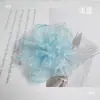 Organza de Camelia con Borde Quemado Temperamento Super Hada Flores de Tela 3D Pinza para el Cabello Flor para la Cabeza Accesorios para Ropa