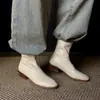 Botas de tornozelo minimalistas, atemporais, de cor sólida, novas, versáteis, bico redondo, salto grosso, sola silenciosa, tamanho de exportação, com zíper traseiro, botas de corte justo