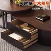 Mesa de centro de madera maciza para sala de estar, uso doméstico, mesa de té ovalada extensible con mesa auxiliar, adecuada para apartamentos pequeños, casas de alquiler, balcones, mesa de té moderna